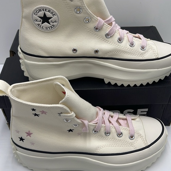 Converse WMNS RUN STAR HIKE HI EGRET/LOTUS PINK/BLACK A12205C Platforms Sneakers - Picture 2 of 16